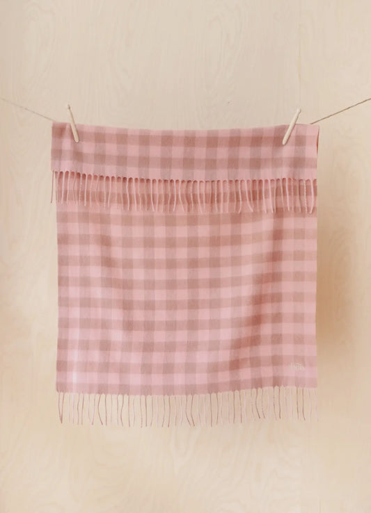 Super soft lambswool baby blanket- pink gingham