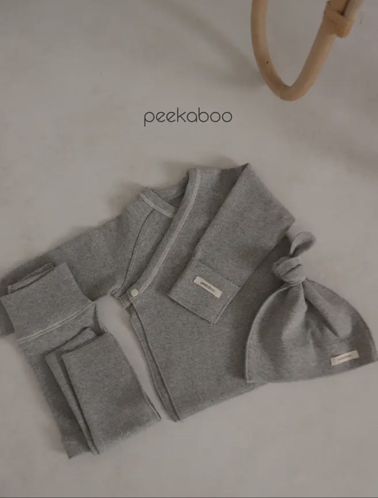 Peekaboo striped kimono set-melange