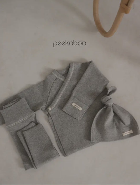 Peekaboo striped kimono set-melange