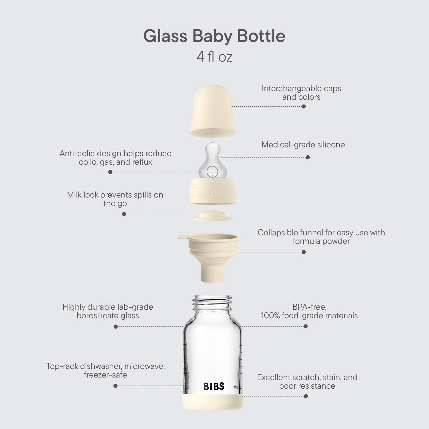 Bibs baby glass bottle-ivory