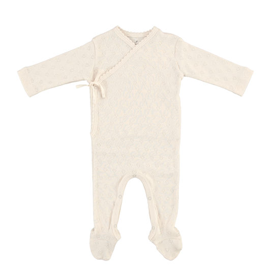 Bebe Organic heart pointelle onesie & bonnet set-natrual