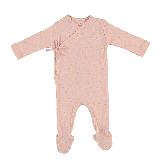 Bebe organic heart overall set- blush