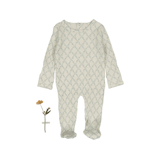 Lovely Littles Lattice blue romper