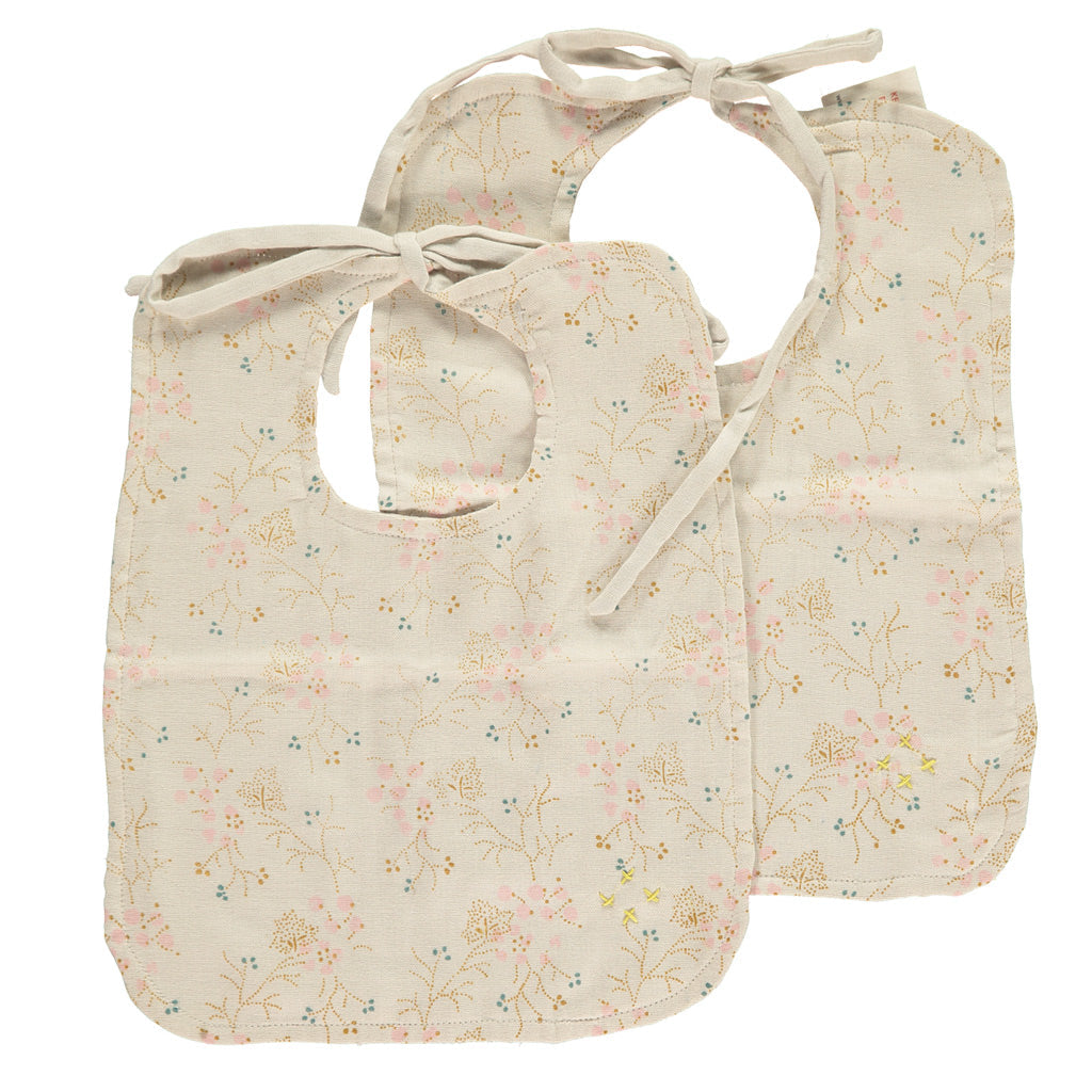 Camomile London Minako Golden Set of 2 Reversible Muslin Bibs