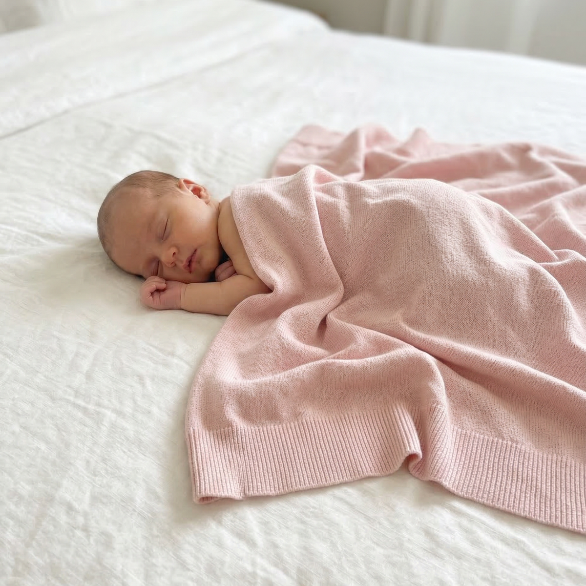 Freckle label pointelle blanket-soft pink