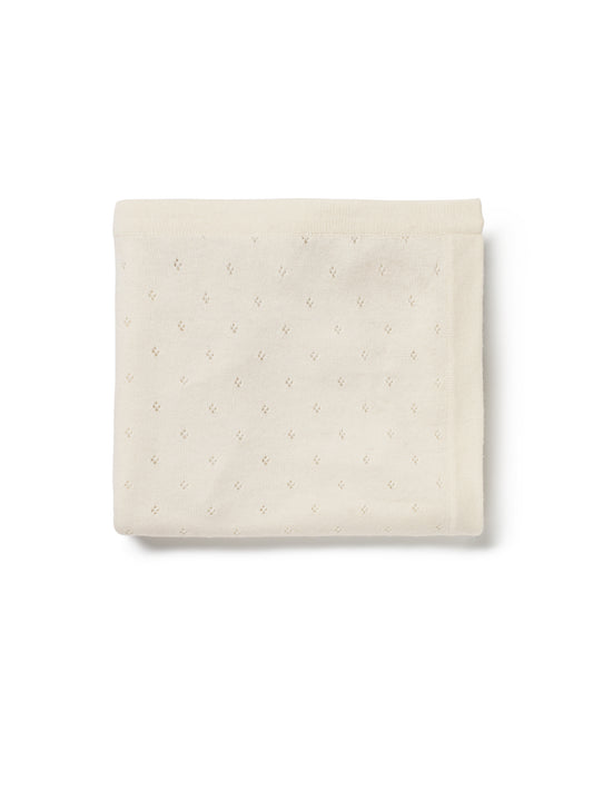 Bella Enfant cashmere/cotton pointelle blanket- ivory