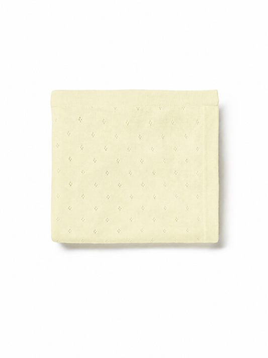 Bella Enfant cashmere/cotton pointelle blanket- primrose