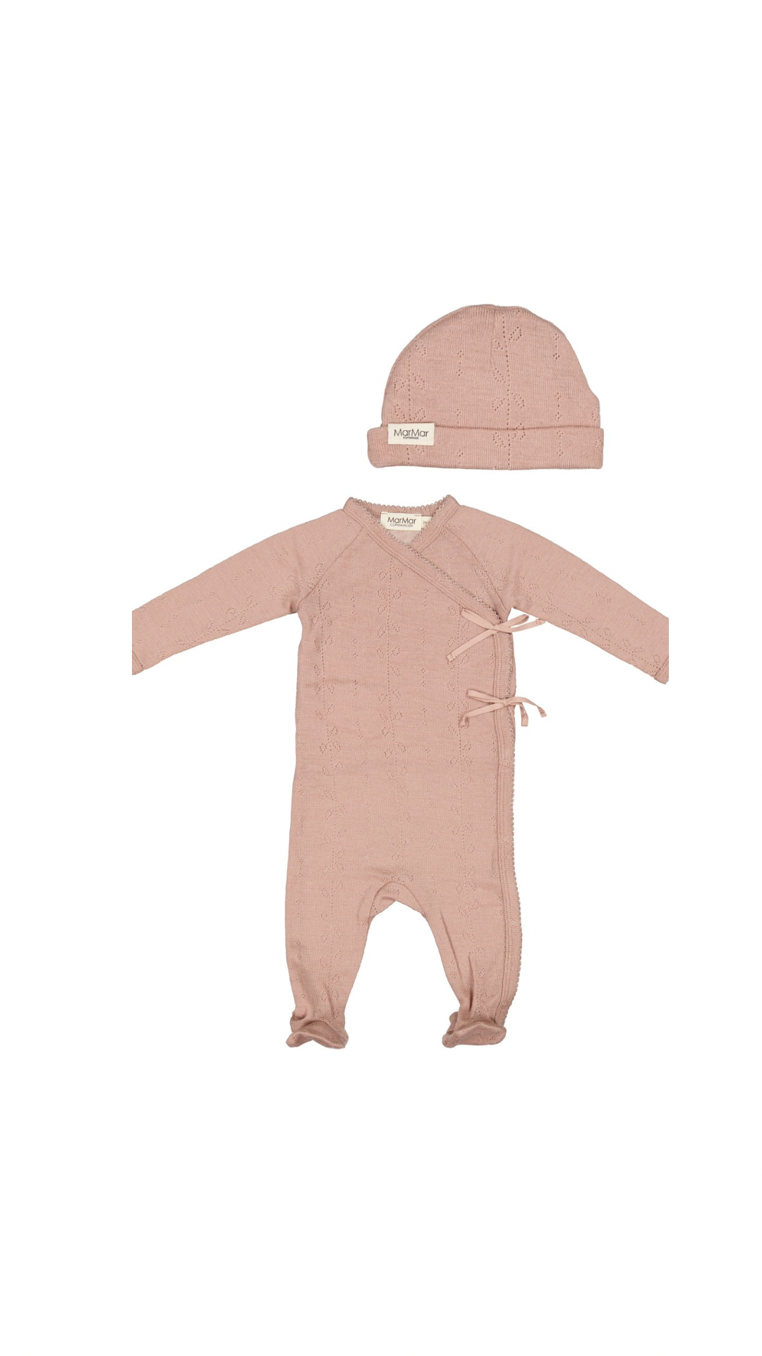 MarMar wool pointelle onesie set, burnt rose