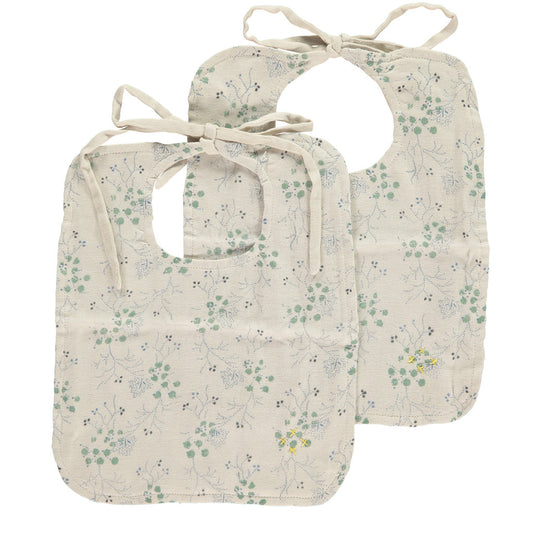 Camomile London Minako cornflower Set of 2 Reversible Muslin Bibs