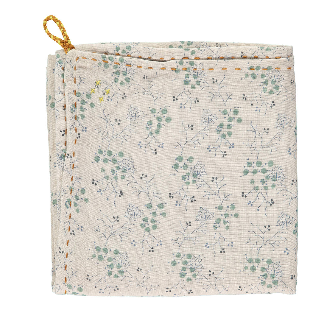 Camomile London single Layer Swaddle Blanket - Minako Cornflower/ Stone