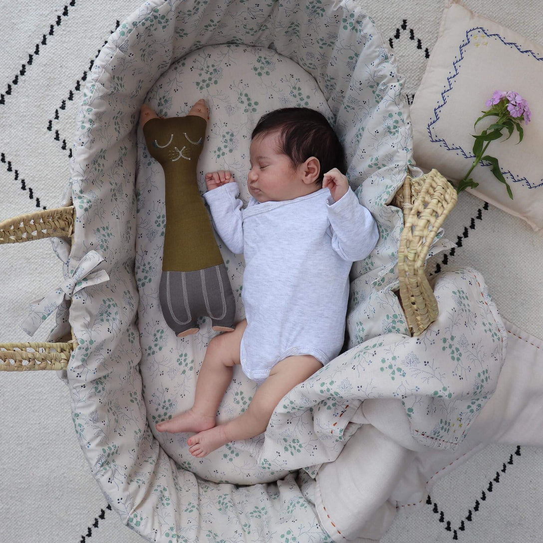 Camomile London single Layer Swaddle Blanket - Minako Cornflower/ Stone