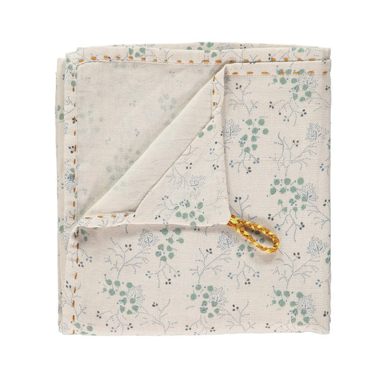 Camomile London single Layer Swaddle Blanket - Minako Cornflower/ Stone