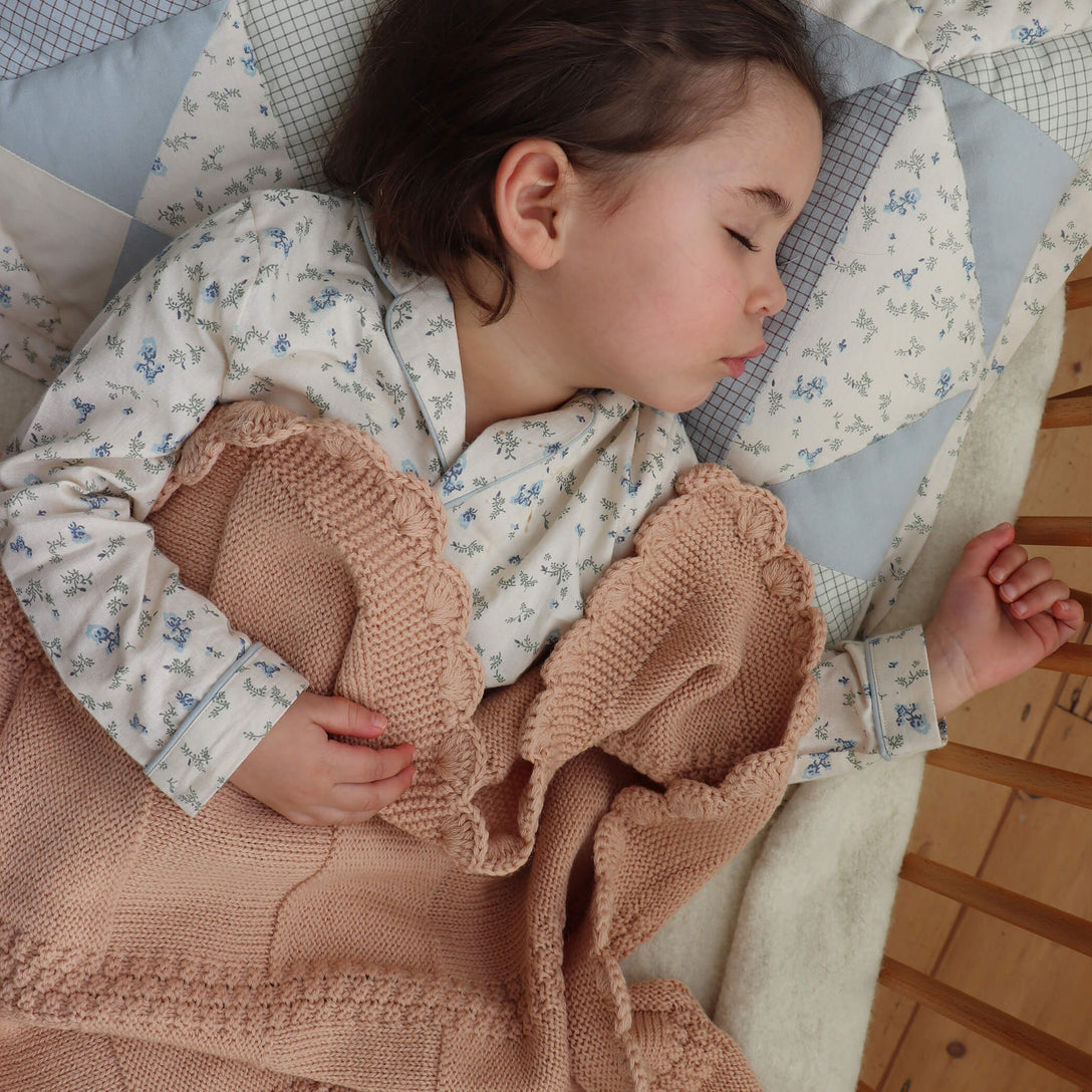 Camomile London Merino Wool Baby Blanket- Peach Blossom