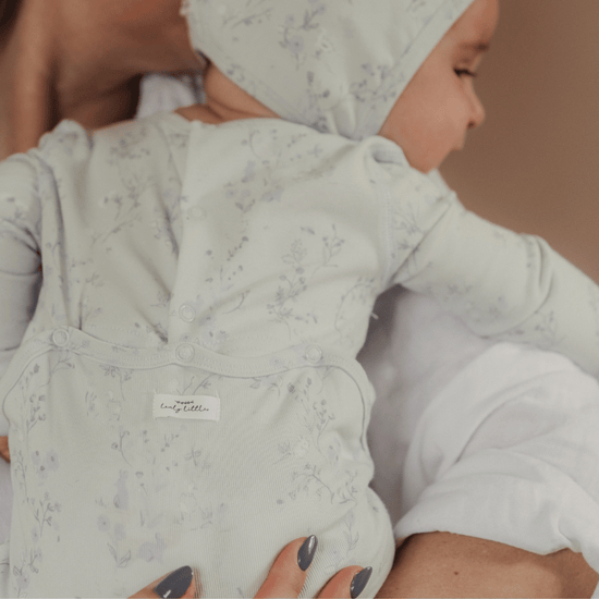 Lovely Littles Joy blue onesie and hat