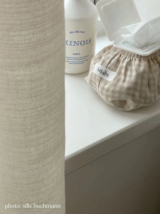Lalaby wet wipe cover- beige gingham