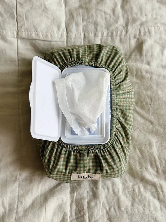 Lalaby wet wipe cover- green check