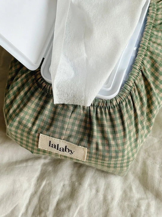 Lalaby wet wipe cover- green check