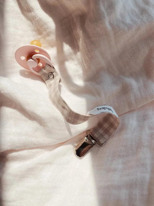 Lalaby pacifier clip beige gingham