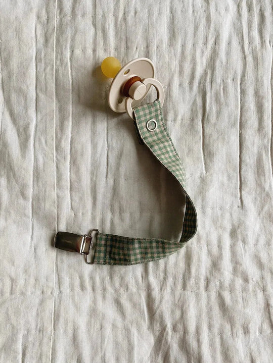 Lalaby pacifier clip green gingham