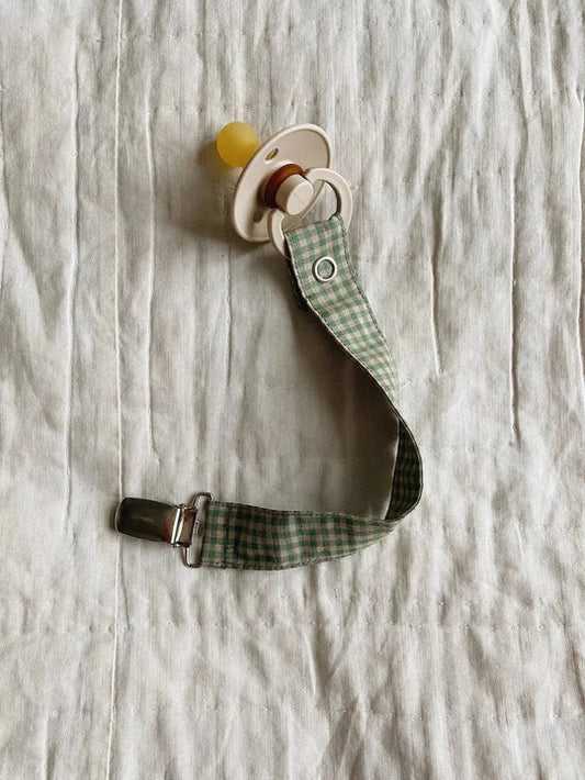 Lalaby pacifier clip green gingham