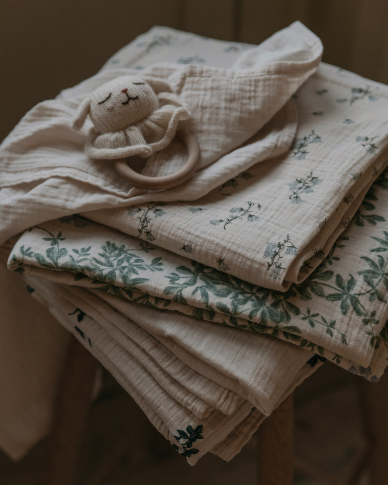 Garbo and friends Bluebelle swaddle blanket