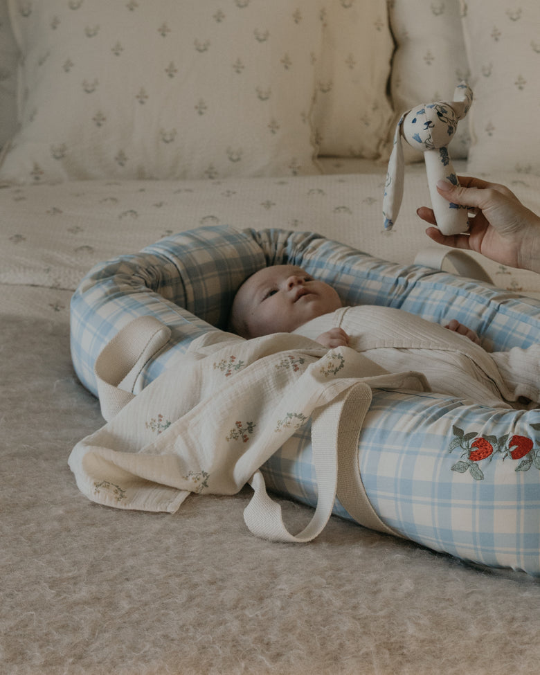 Garbo and friends La Fraise swaddle blanket