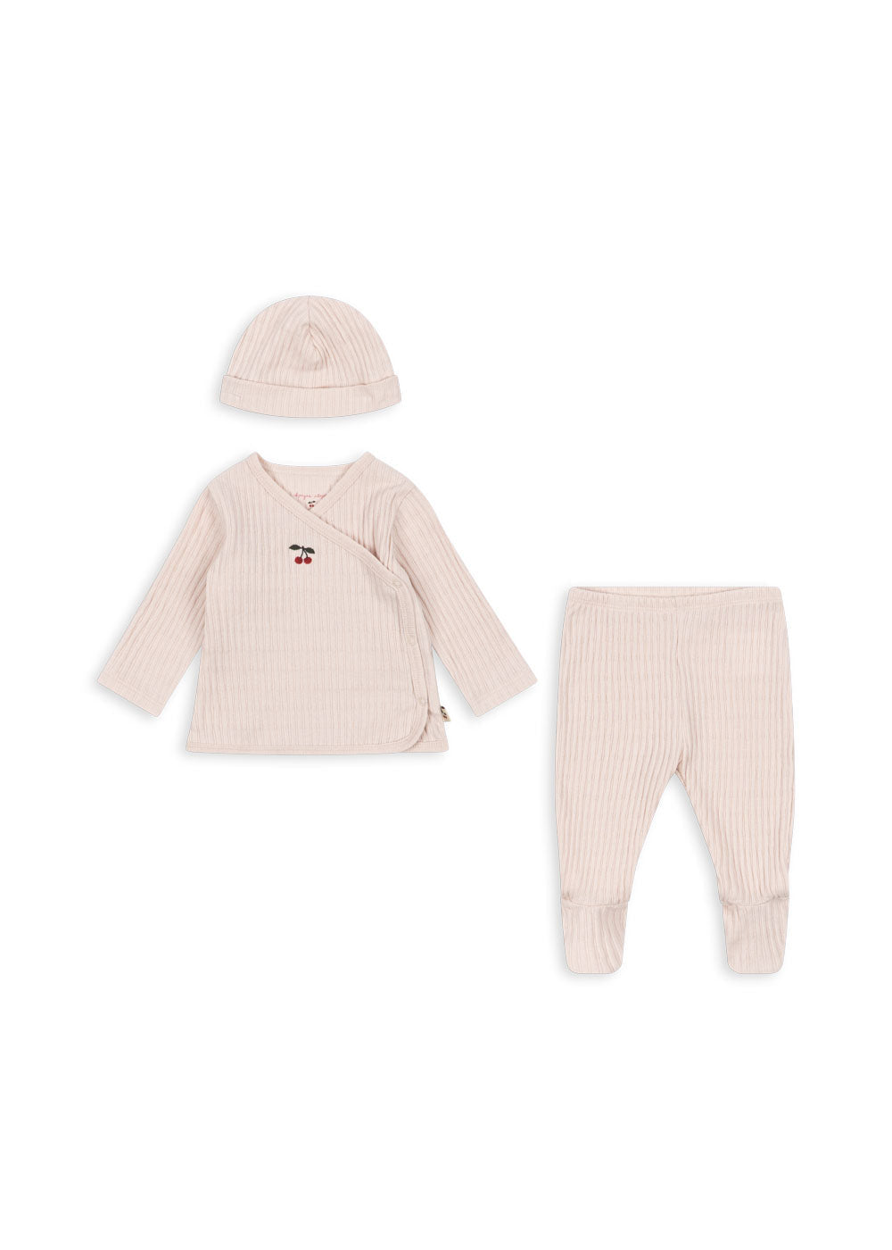 Konges Sloejd Take Me Home newborn set in Shell front