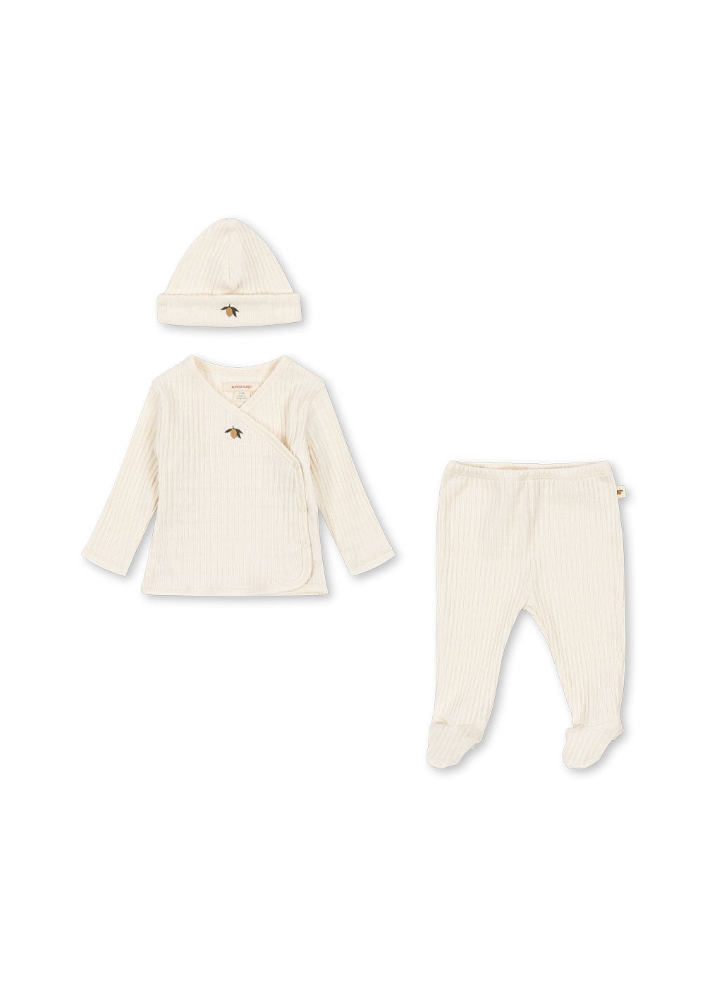 Konges Sloejd Nia Take Me Home newborn set in Lemon front