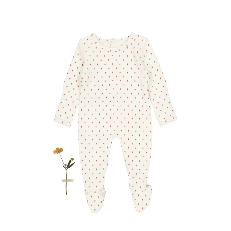 Lovely Littles Burgundy Damask printed romper