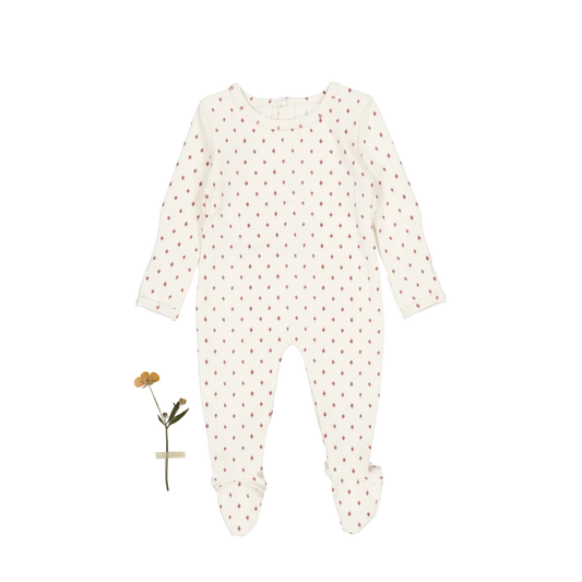Lovely Littles Burgundy Damask printed romper