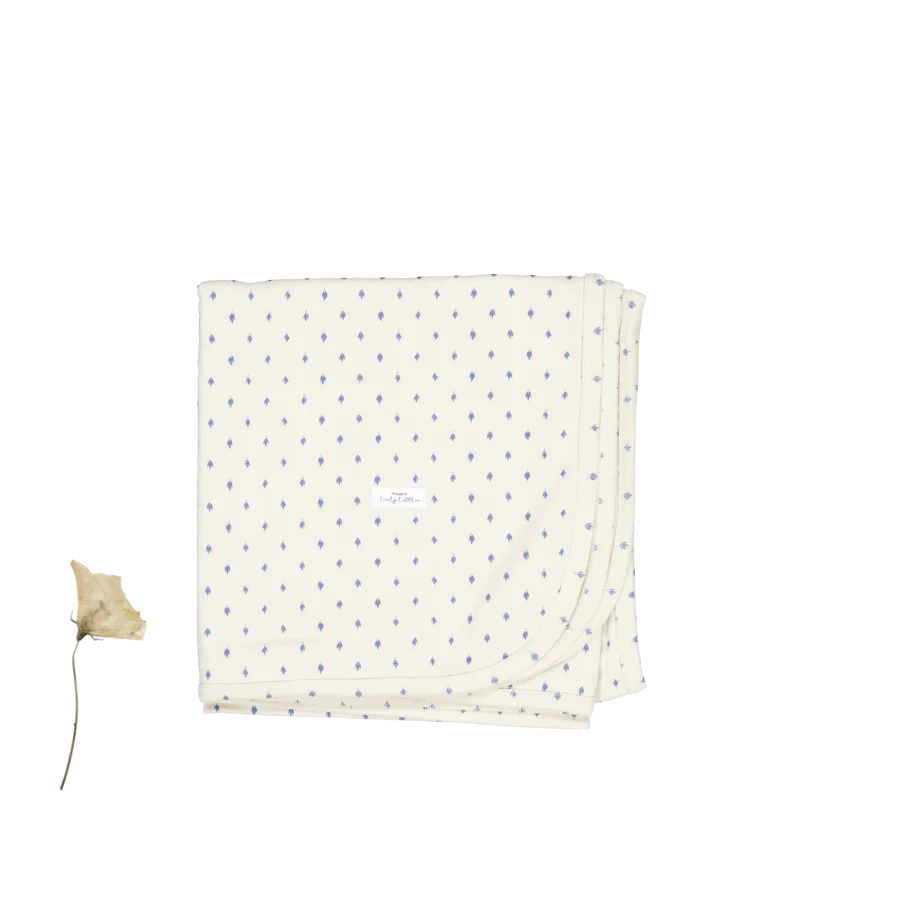 Lovely Littles Printed Blanket in Blue Damask