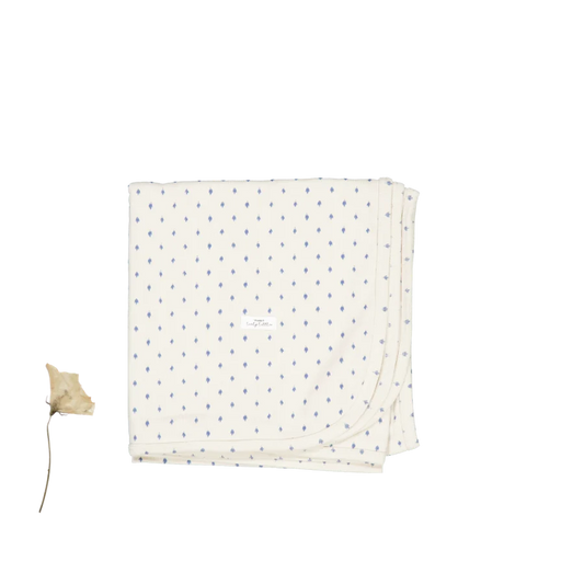 Lovely Littles Printed Blanket in Blue Damask
