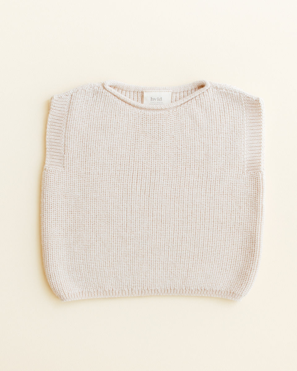 Hvid Harvey vest in cream – merino wool baby vest