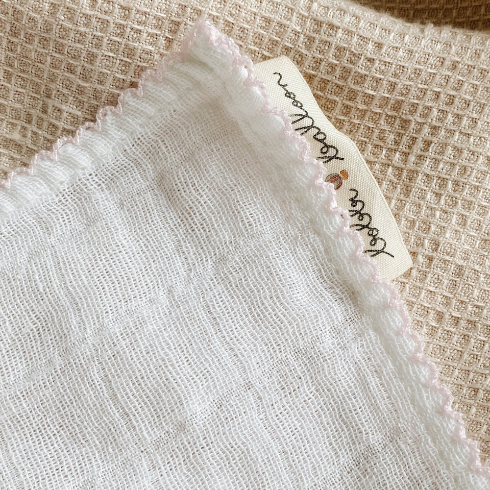 Muslin with crochet piping -  Pink Piping