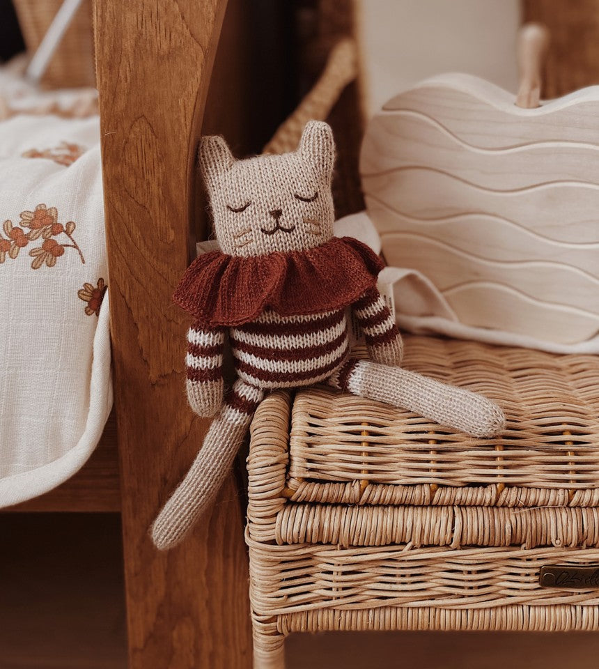 Main Sauvage Kitten knit toy |  sienna striped romper