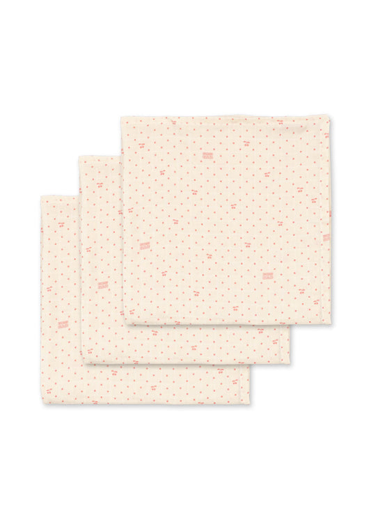 Konges Sloejd three-pack muslin cloths in Cherry Dot