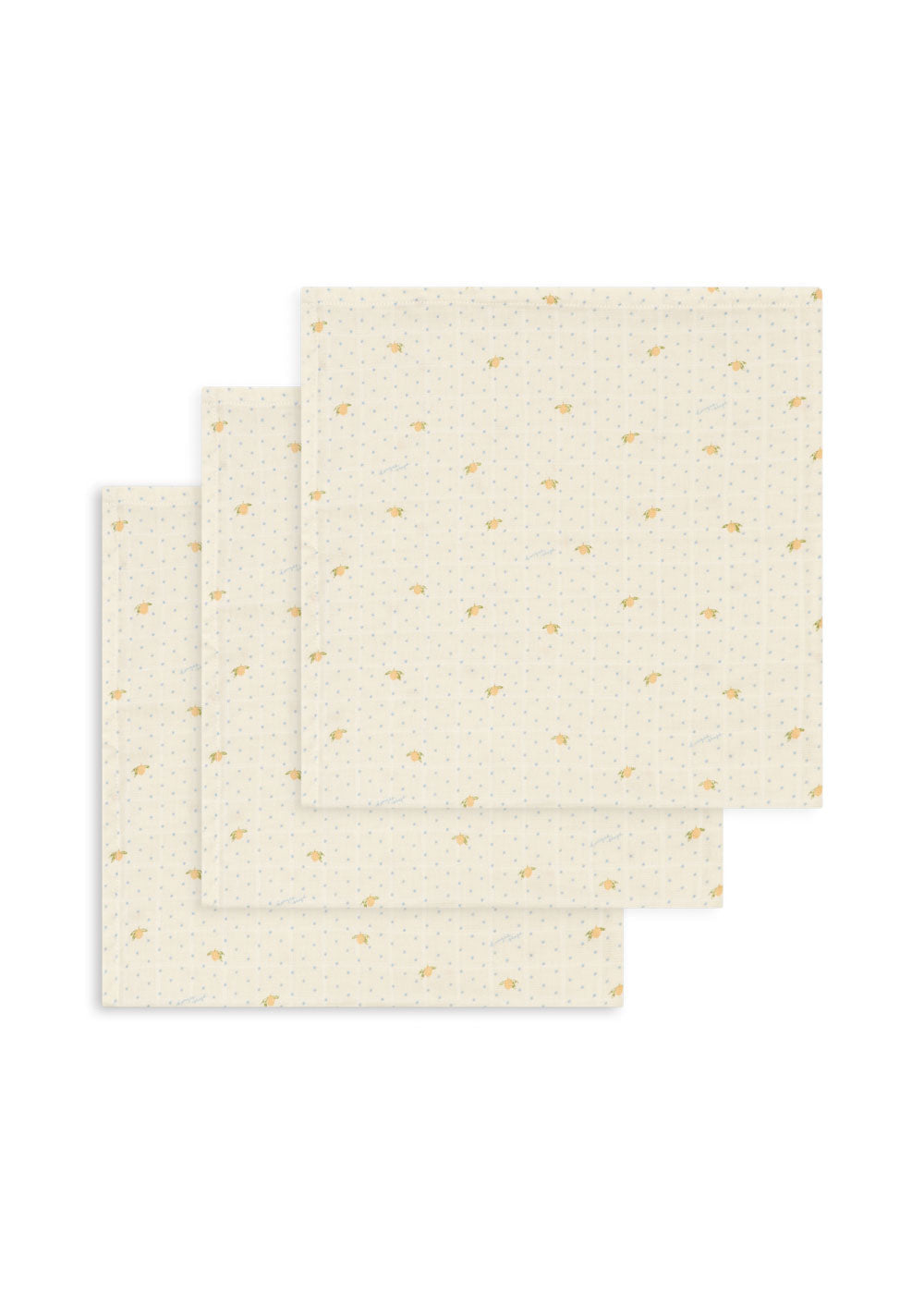 Konges Sloejd three-pack burp cloths in Lemon Dot