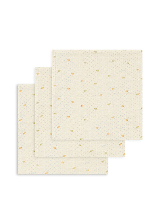 Konges Sloejd three-pack burp cloths in Lemon Dot