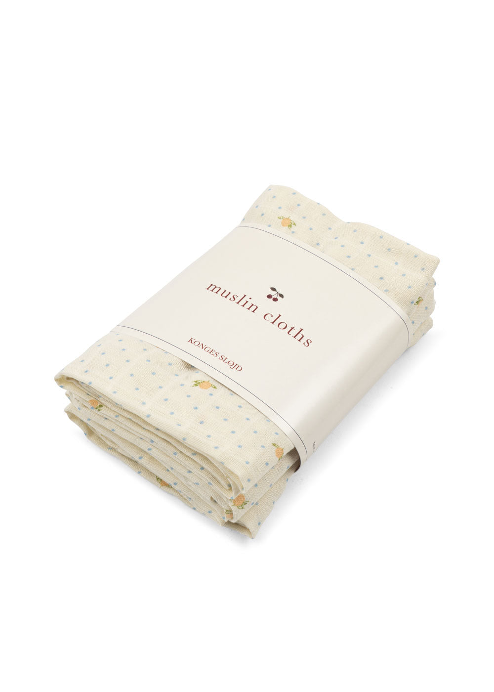 Packaged Konges Sloejd Lemon Dot burp cloths