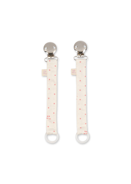 Konges Sloejd pacifier clip in Cherry Dot, sold individually