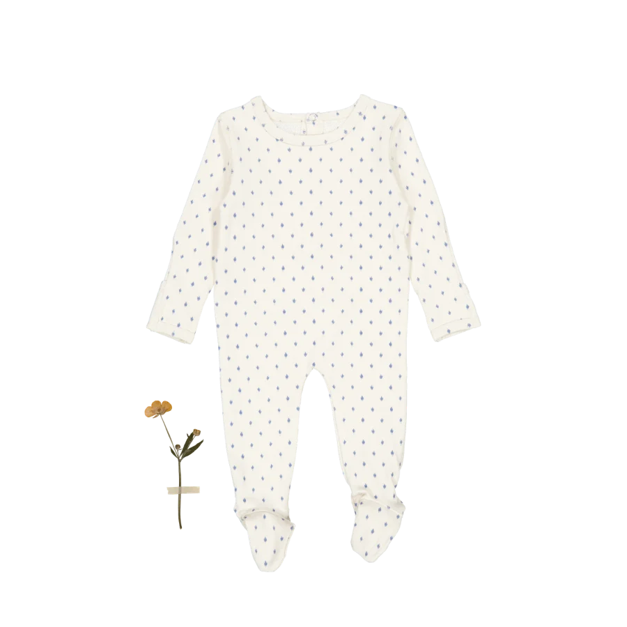Lovely Littles Blue Damask printed romper