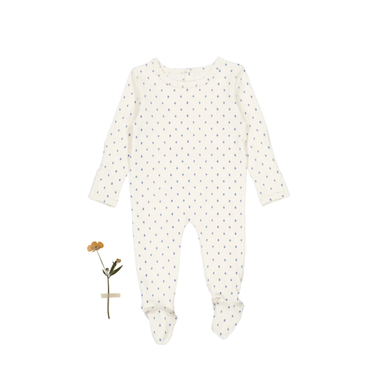 Lovely Littles Blue Damask printed romper