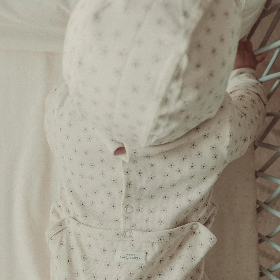 Back view of the Lovely Littles Blue Roseberry romper