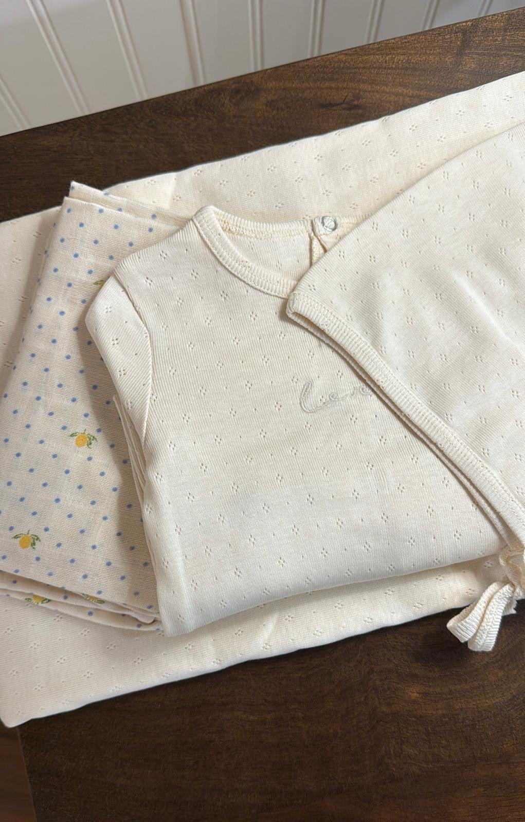Lovely Littles Oatmilk Pointelle fabric detail