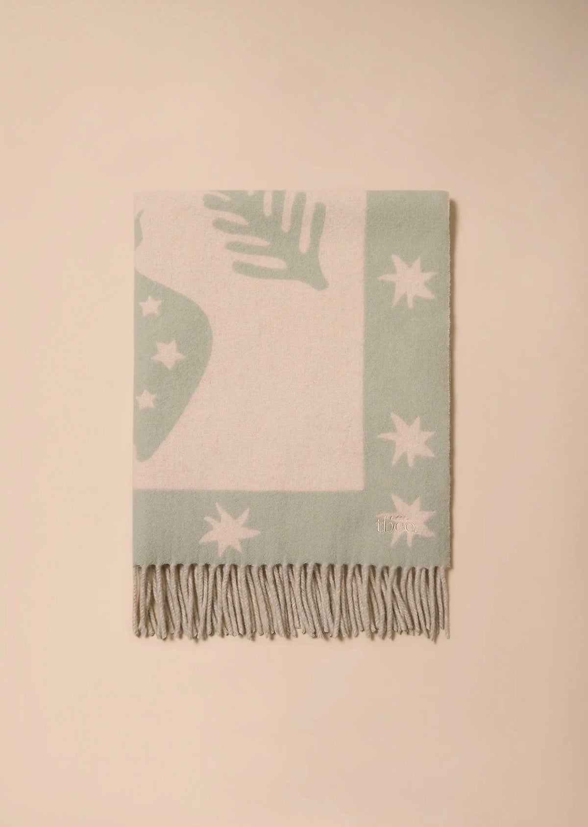 Folded TBco Sage Folk lambswool baby blanket