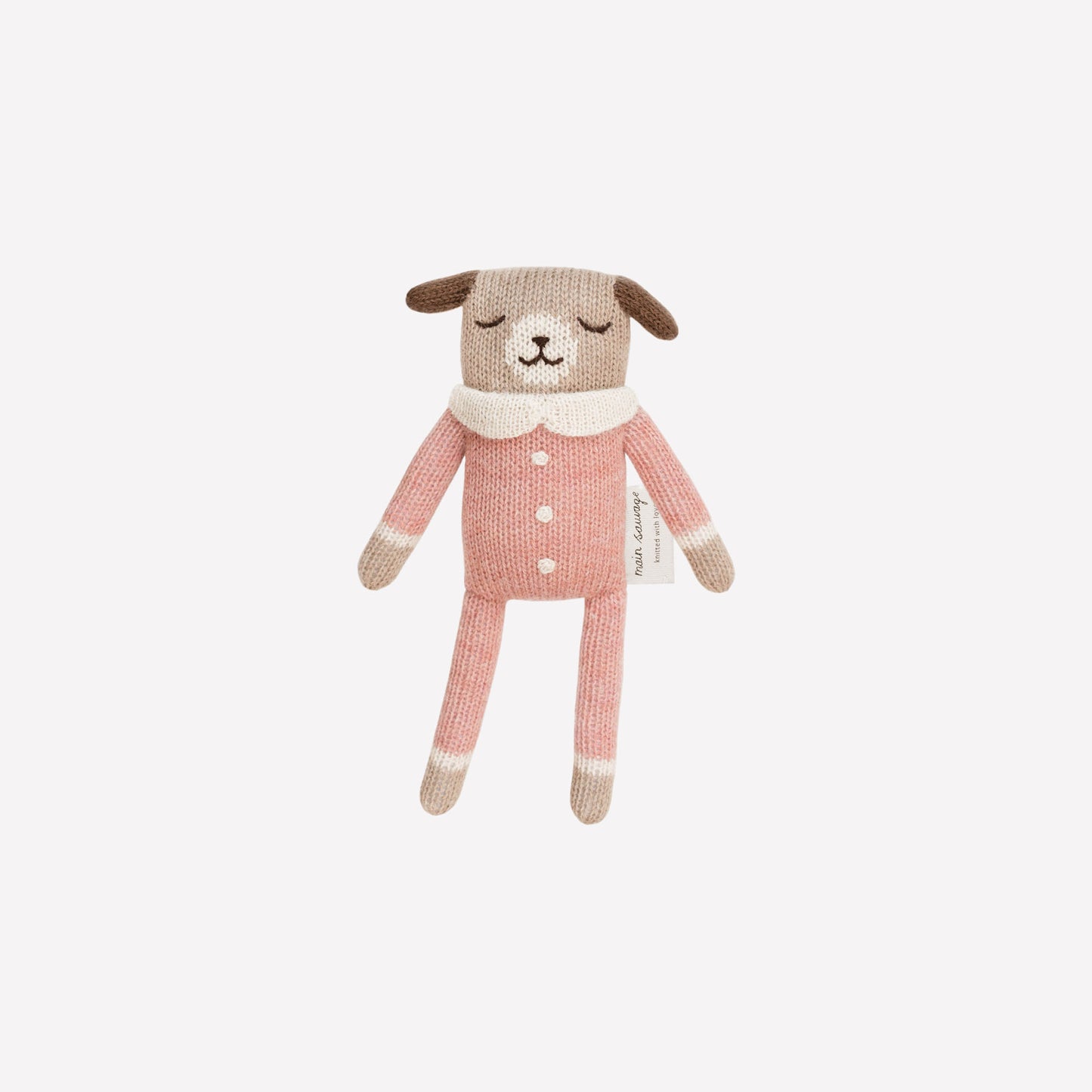 Main Sauvage puppy knit toy | rose jumpsuit