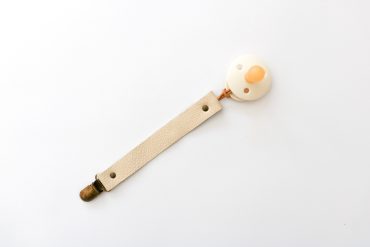 Genuine leather pacifier clip