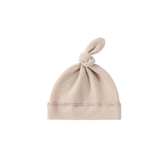 Susukoshi knotted hat-taupe pointelle